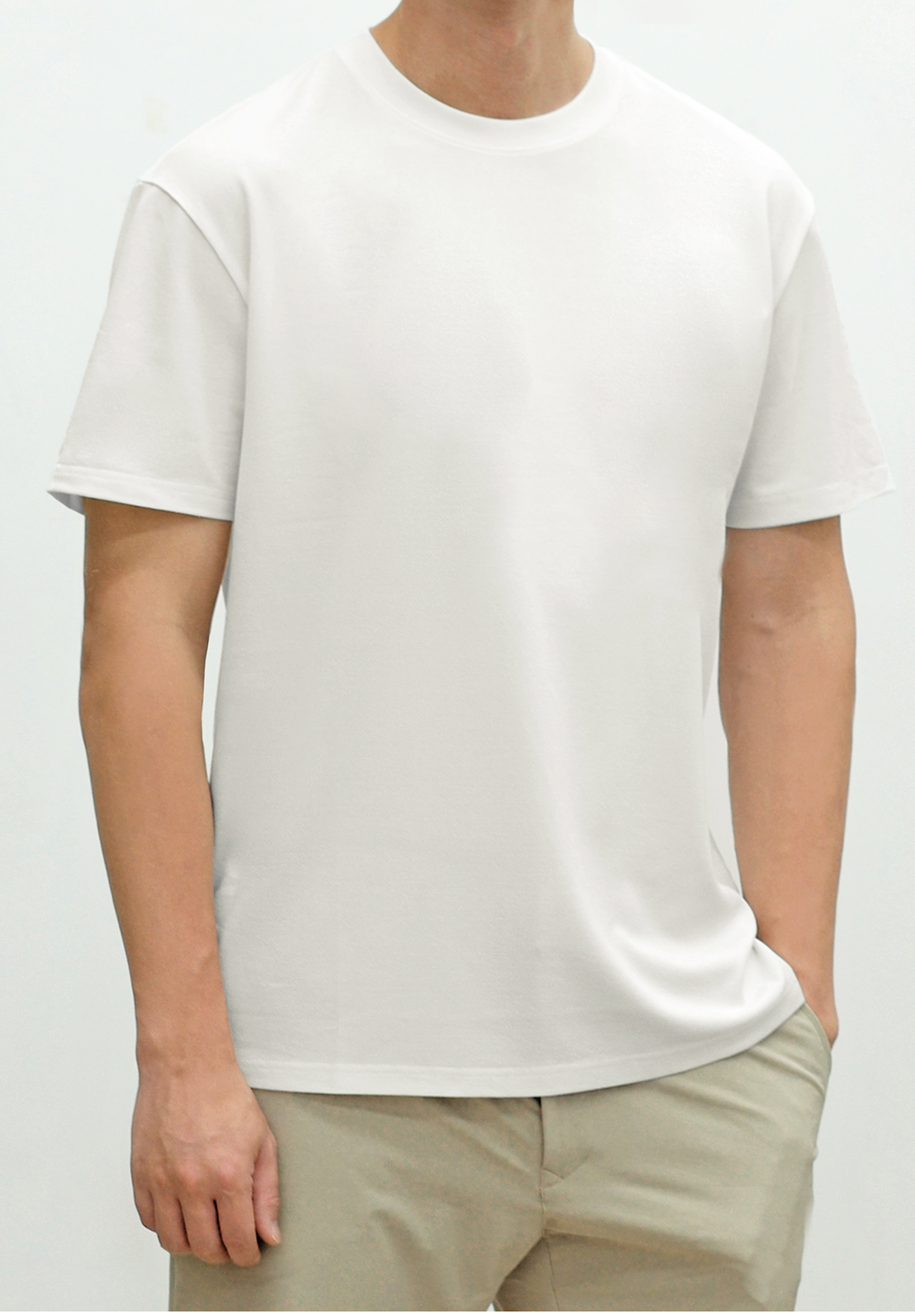 QINGWU Paper Yarn China-origin washed crew neck T-shirt