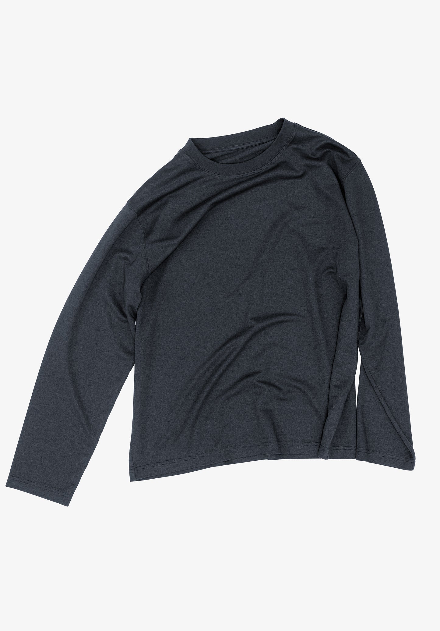 QINGWU Paper Yarn China-origin washed crew neck long-sleeve T-shirt