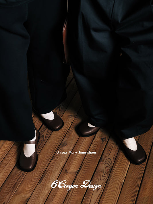 6CRAYON Unisex Brown Full-Grain Leather Mary Janes - Brown