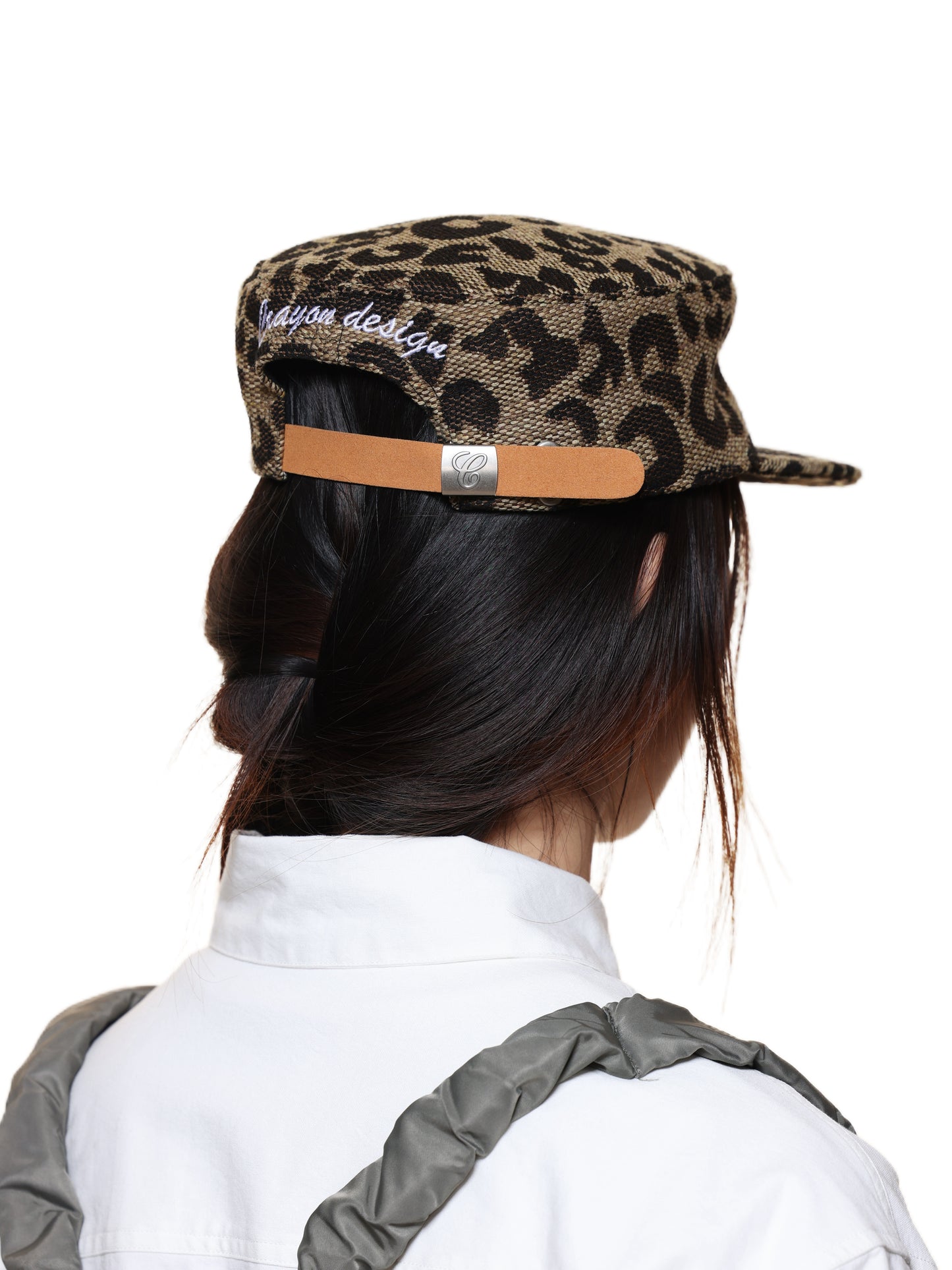 6CRAYON WEAVE LEOPARD PRINT BRIMMED BASEBALL CAP-Weave Leopard print