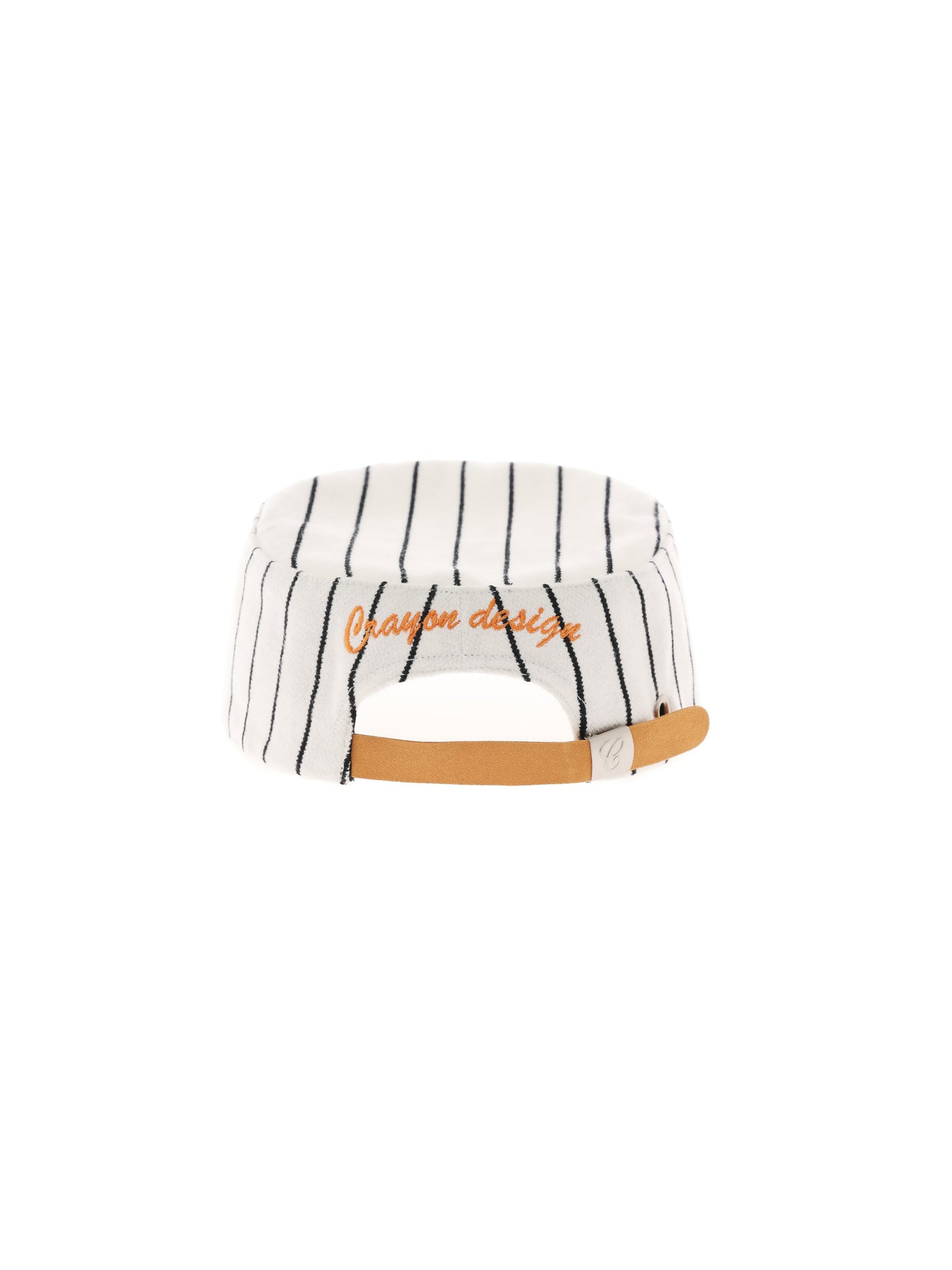 6CRAYON Retro Flat Top Baseball Cap - Striped Wool Blend with Embroidered Letters-Orange Logo