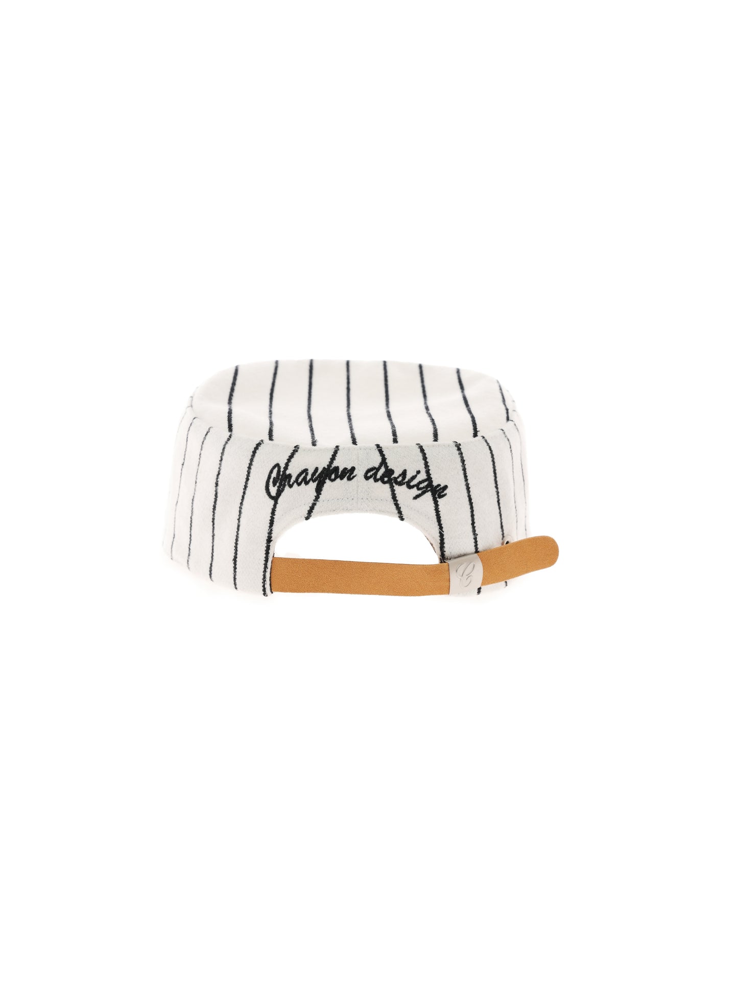 6CRAYON Retro Flat Top Baseball Cap - Striped Wool Blend with Embroidered Letters-Black Logo