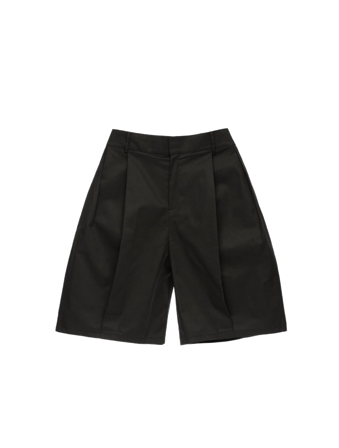 6CRAYON Elastic Waist Wide-Leg Shorts 2.0 – Double Pleated & Loose Fit with Coating