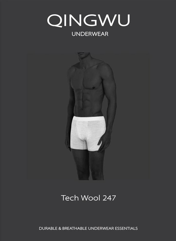 QINGWU Machine-Washable Tech Wool Blend Boxer Briefs（3-Pack）