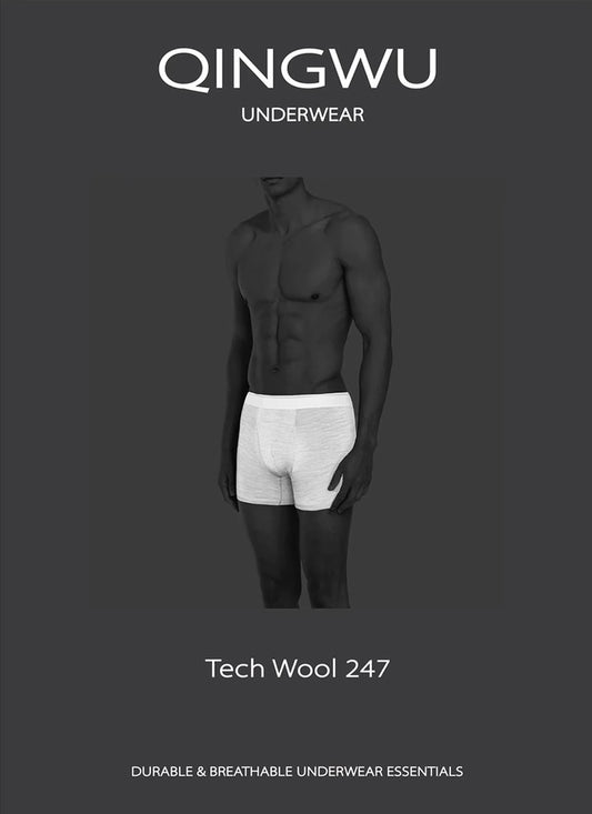 QINGWU Machine-Washable Tech Wool Blend Boxer Briefs（3-Pack）