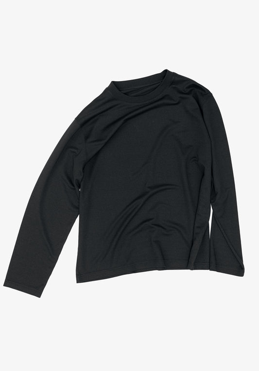 QINGWU Paper Yarn China-origin washed crew neck long-sleeve T-shirt